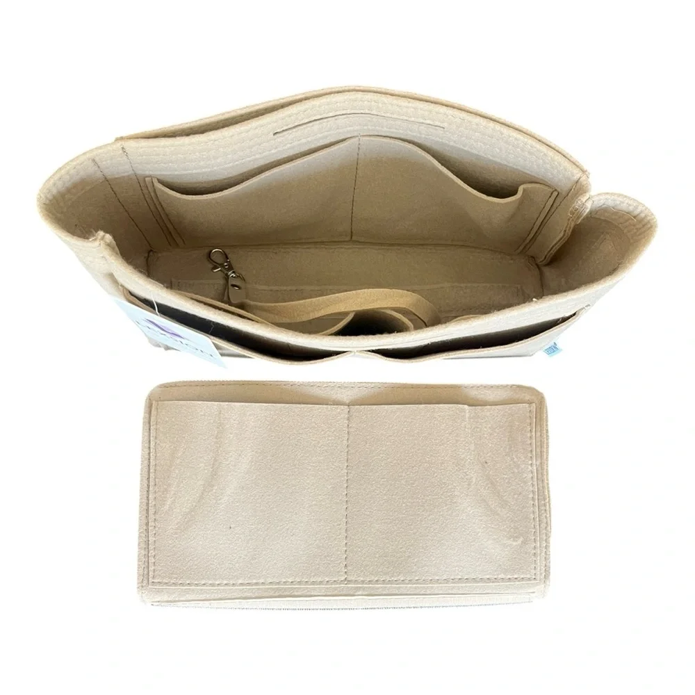 NWT Lexsion Felt Beige Purse Organizer in Slender Medium
